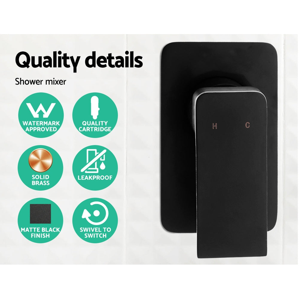 8 Rain Shower Head Set Handheld Square High Pressure Mixer Tap Black