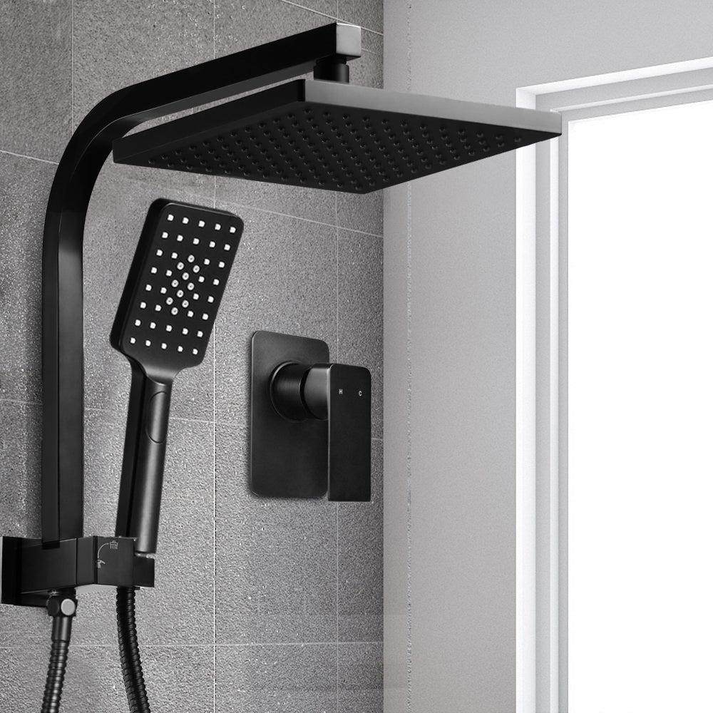 8 Rain Shower Head Set Handheld Square High Pressure Mixer Tap Black