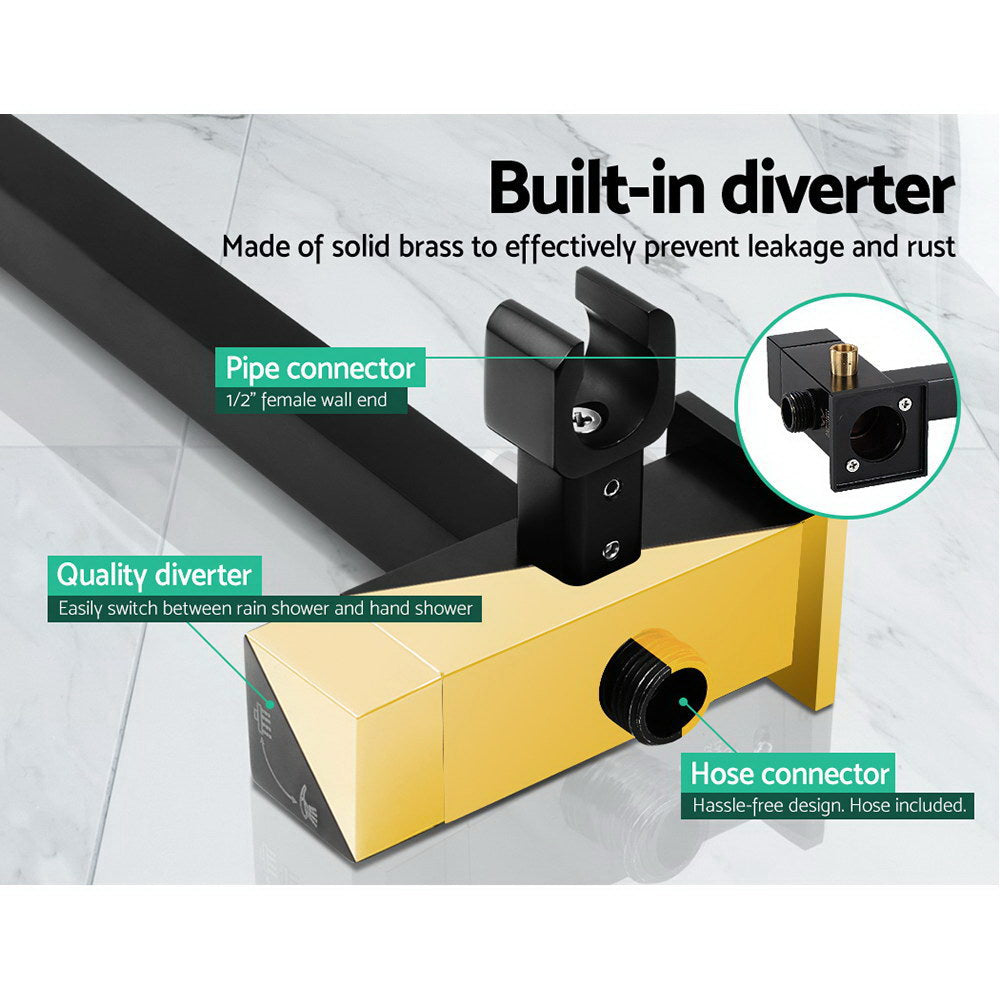 8 Rain Shower Head Set Handheld Square High Pressure Twins Tap Black