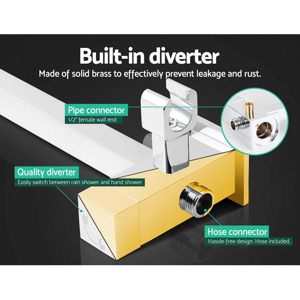 8 Rain Shower Head Set Handheld Square High Pressure Mixer Tap Chrome