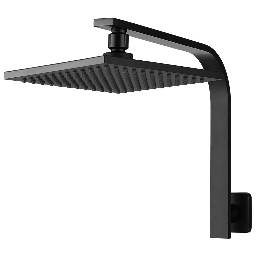 8 Rain Shower Head Wall Arm Square High Pressure Black