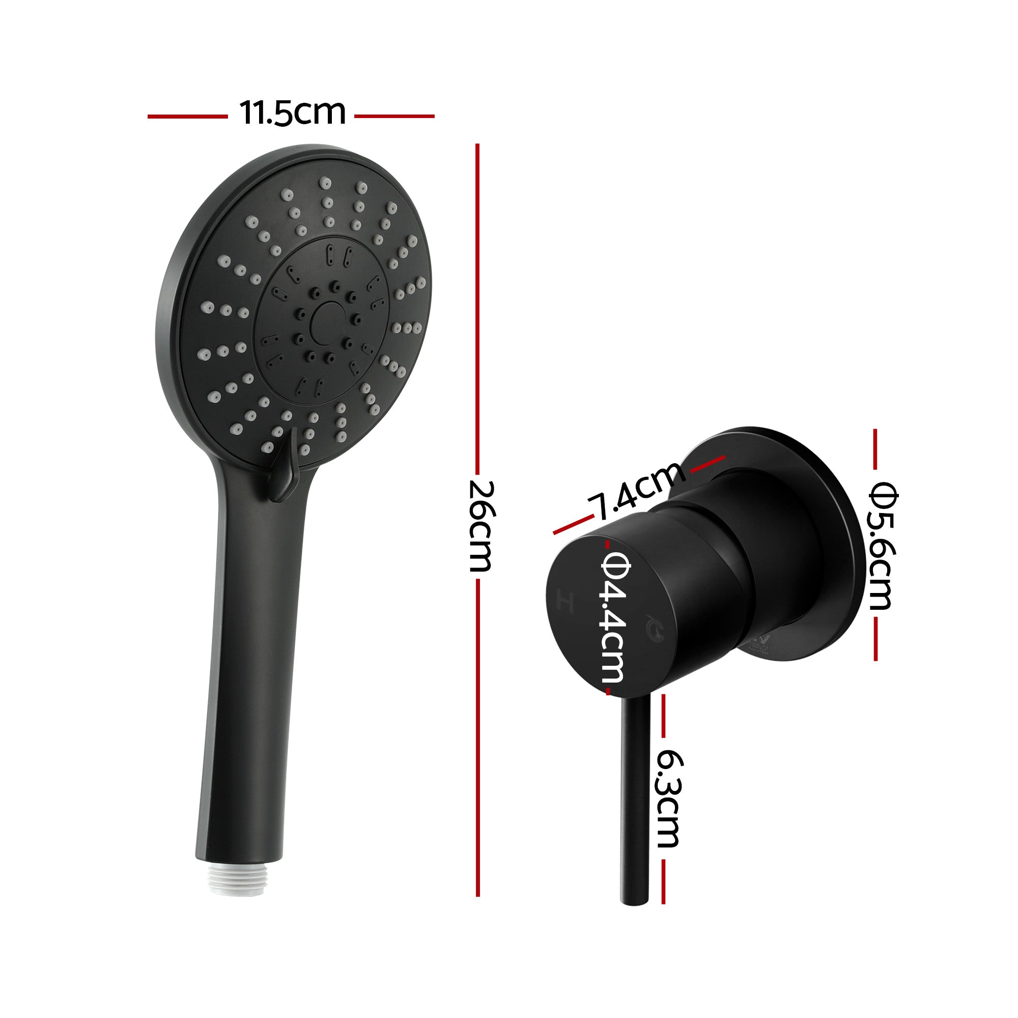 Cefito 4.5" Handheld Shower Head Round with Wall Bathroom Mixer