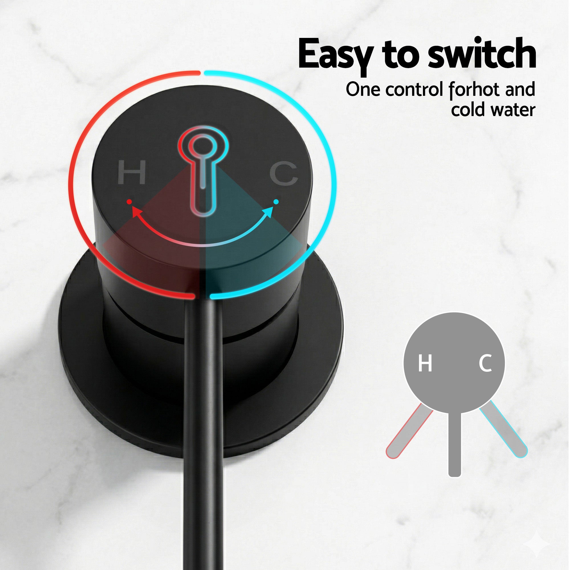 Cefito 4.5" Handheld Shower Head Round with Wall Bathroom Mixer