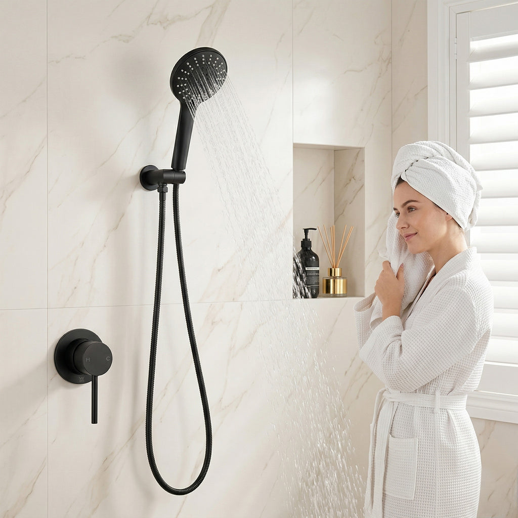 Cefito 4.5" Handheld Shower Head Round with Wall Bathroom Mixer
