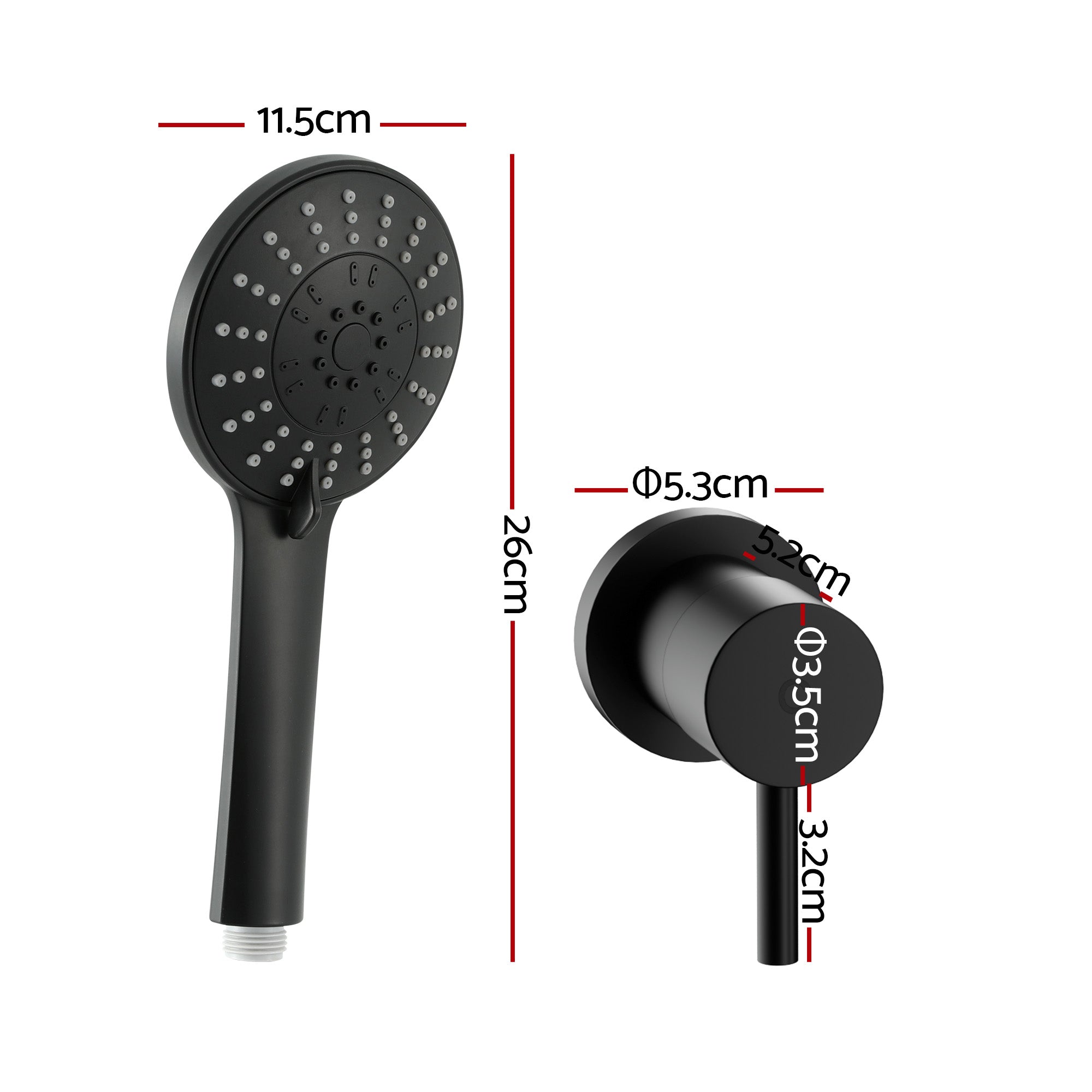Cefito 4.5" Handheld Shower Head Round with Wall Twin Swivel Bathroom Tap