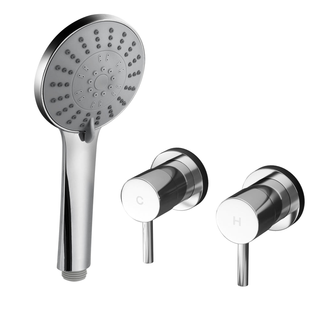 Cefito 4.5" Handheld Shower Head Round with Wall Twin Swivel Bathroom Tap Silver