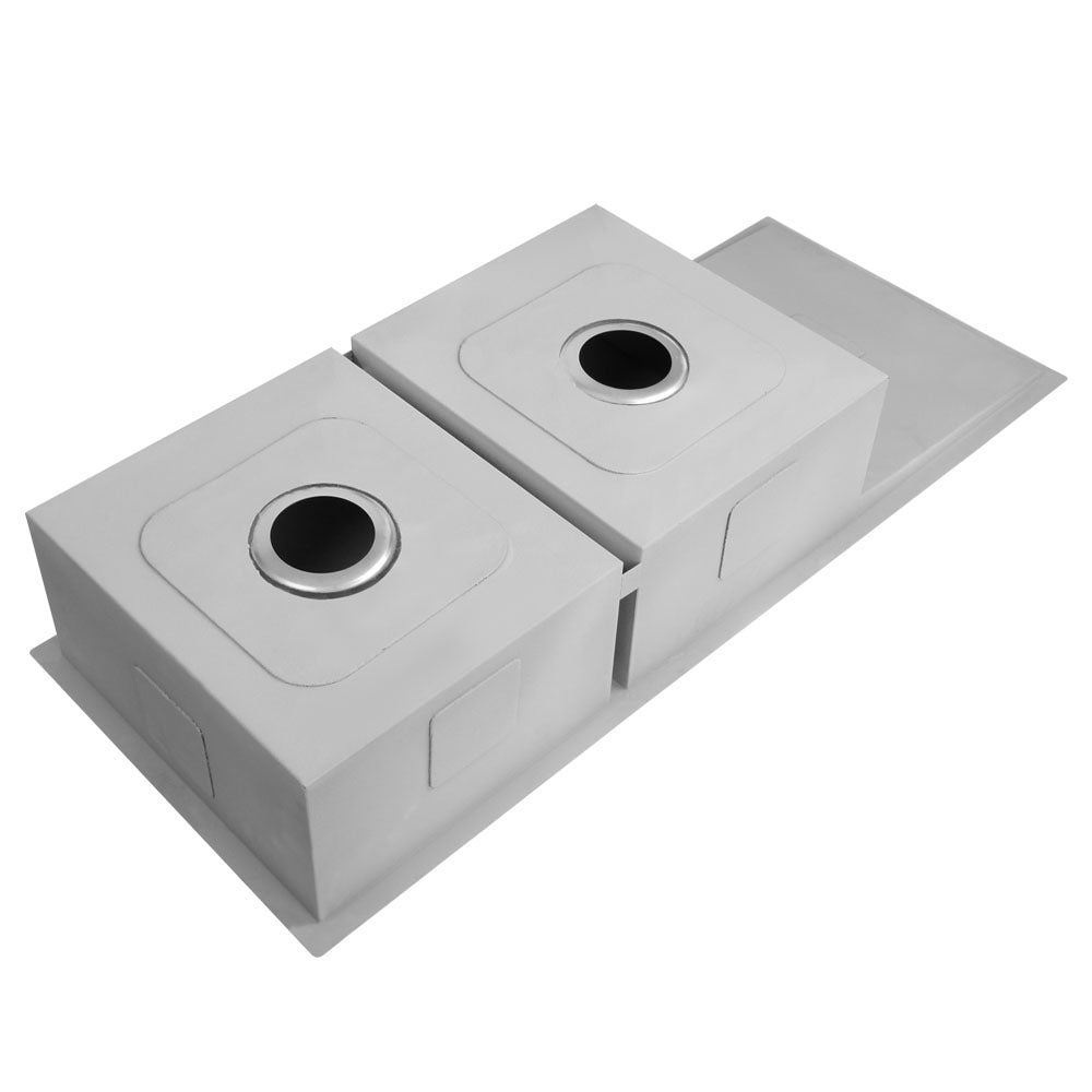 Kitchen Sink 111X45CM Stainless Steel Basin Double Bowl Silver