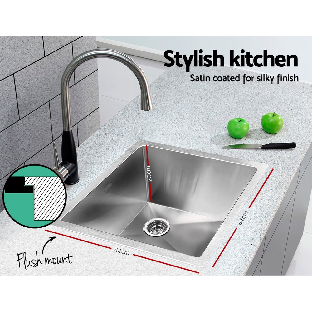 Kitchen Sink 44X44CM Stainless Steel Basin Single Bowl Silver
