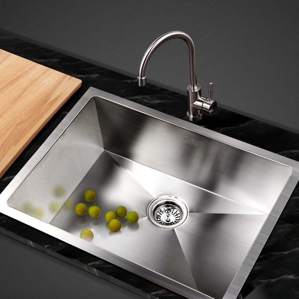 Kitchen Sink 60X45CM Stainless Steel Basin Single Bowl Silver