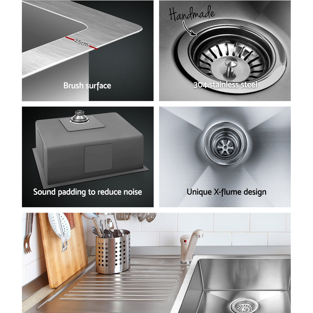 Kitchen Sink 60X45CM Stainless Steel Basin Single Bowl Silver