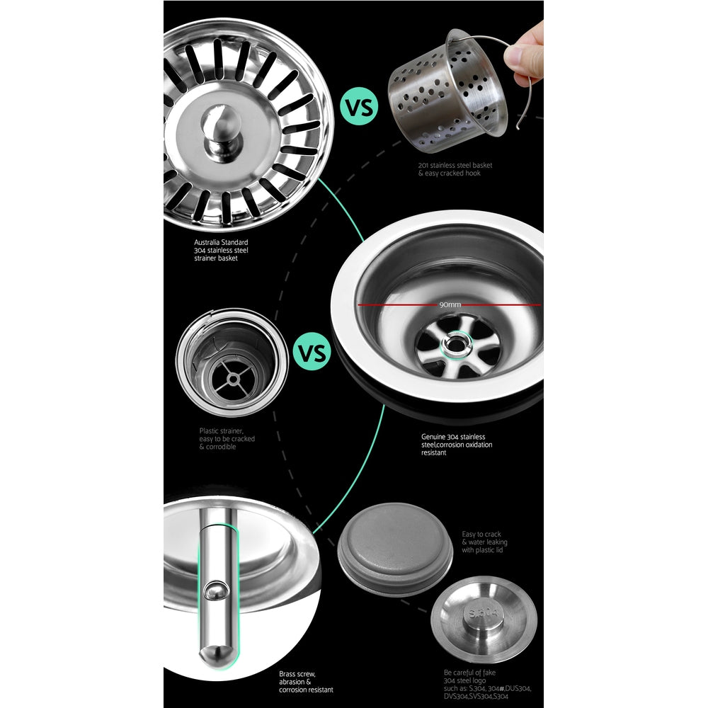 Kitchen Sink 60X45CM Stainless Steel Basin Single Bowl Silver