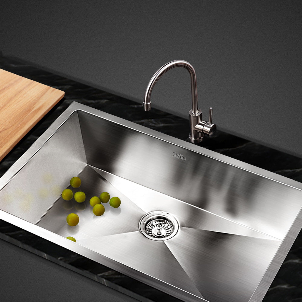 Kitchen Sink 70X45CM Stainless Steel Basin Single Bowl Silver