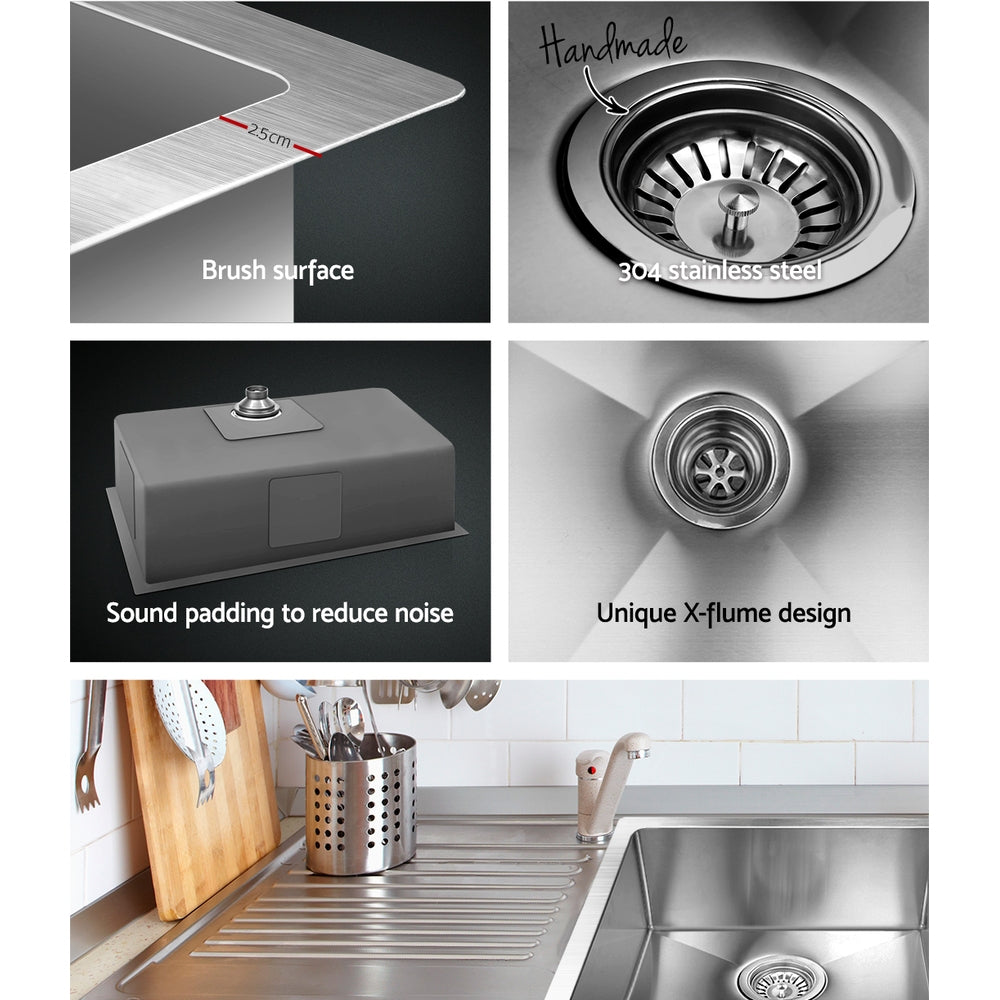 Kitchen Sink 70X45CM Stainless Steel Basin Single Bowl Silver