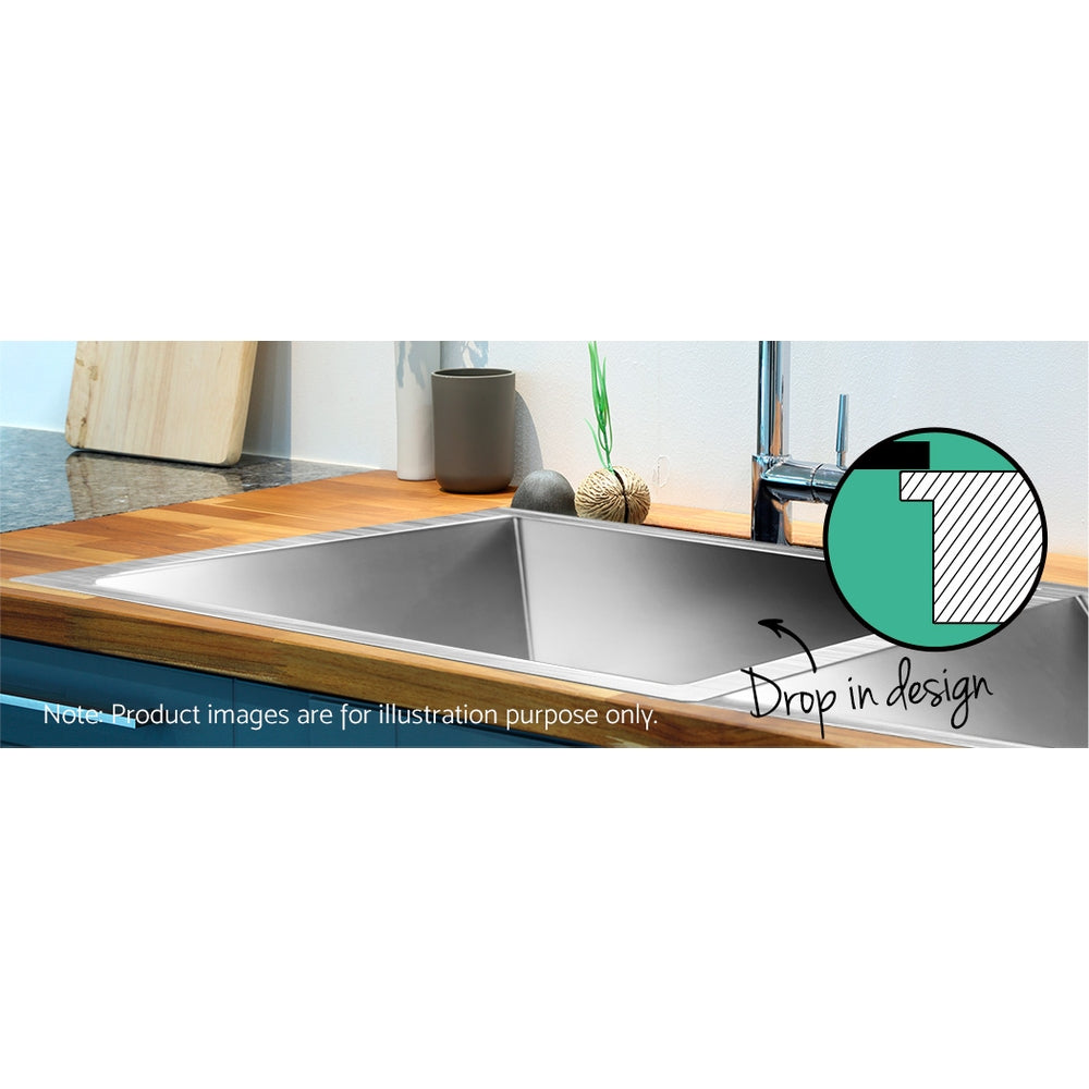 Kitchen Sink 71X45CM Stainless Steel Basin Double Bowl Silver
