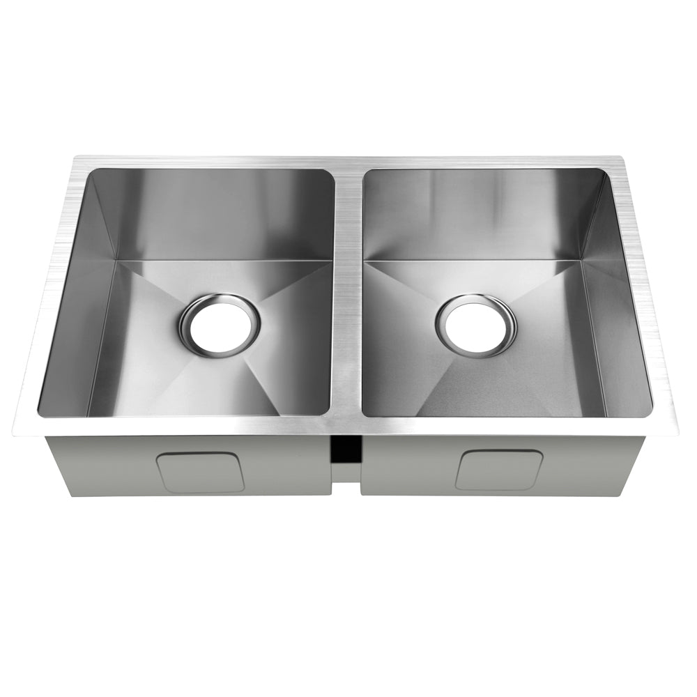 Kitchen Sink 77X45CM Stainless Steel Basin Double Bowl Silver