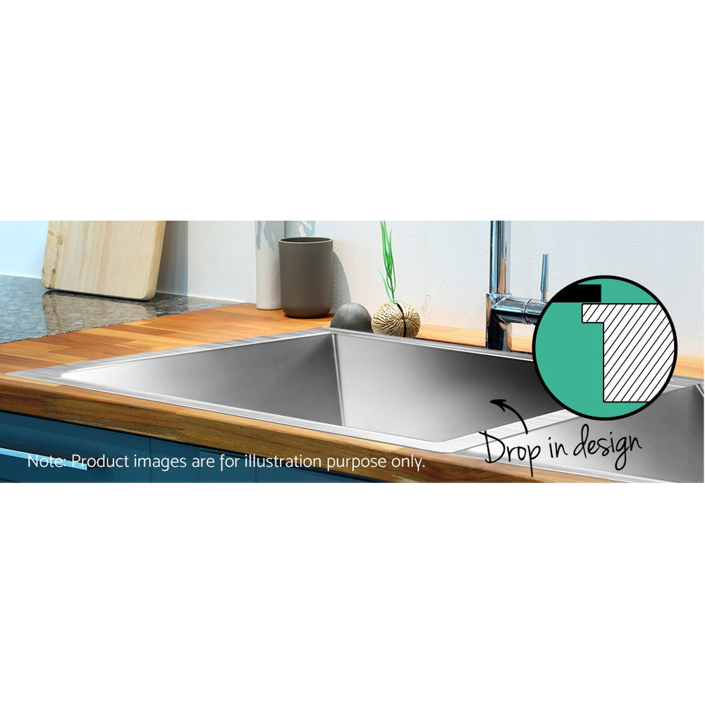 Kitchen Sink 77X45CM Stainless Steel Basin Double Bowl Silver