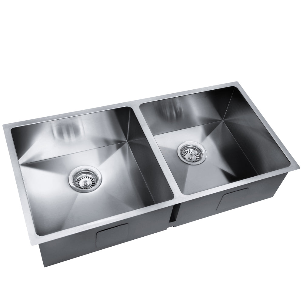 Kitchen Sink 86X44CM Stainless Steel Basin Double Bowl Silver