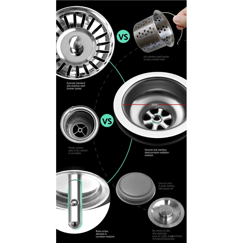 Kitchen Sink 86X44CM Stainless Steel Basin Double Bowl Silver