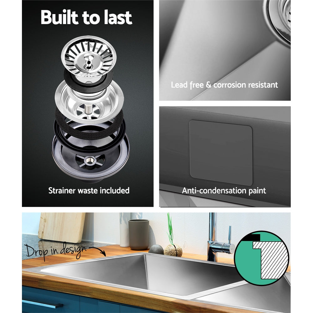 Kitchen Sink 86X44CM Stainless Steel Basin Double Bowl Silver