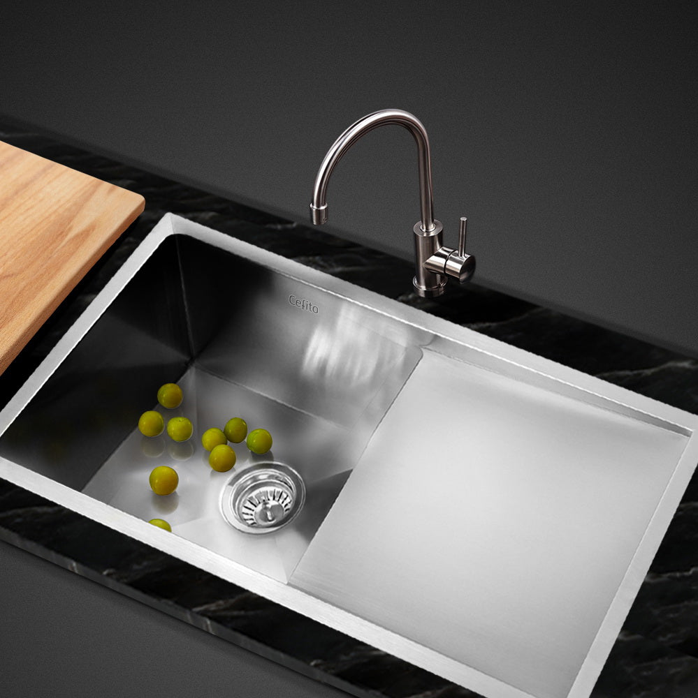 Kitchen Sink 87X45CM Stainless Steel Basin Single Bowl Silver