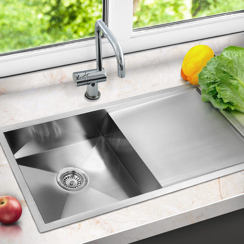 Kitchen Sink 96X45CM Stainless Steel Basin Single Bowl Silver