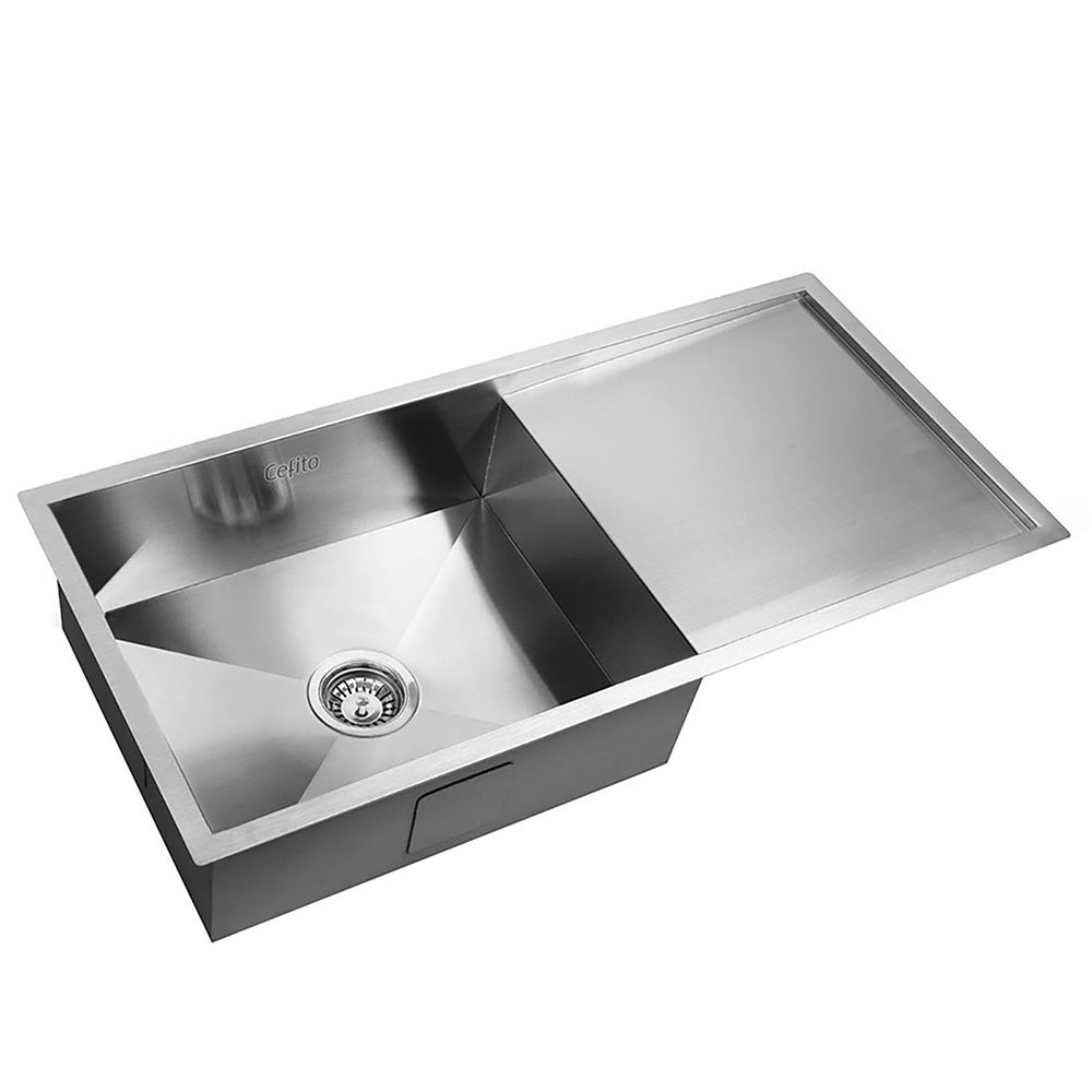 Kitchen Sink 96X45CM Stainless Steel Basin Single Bowl Silver