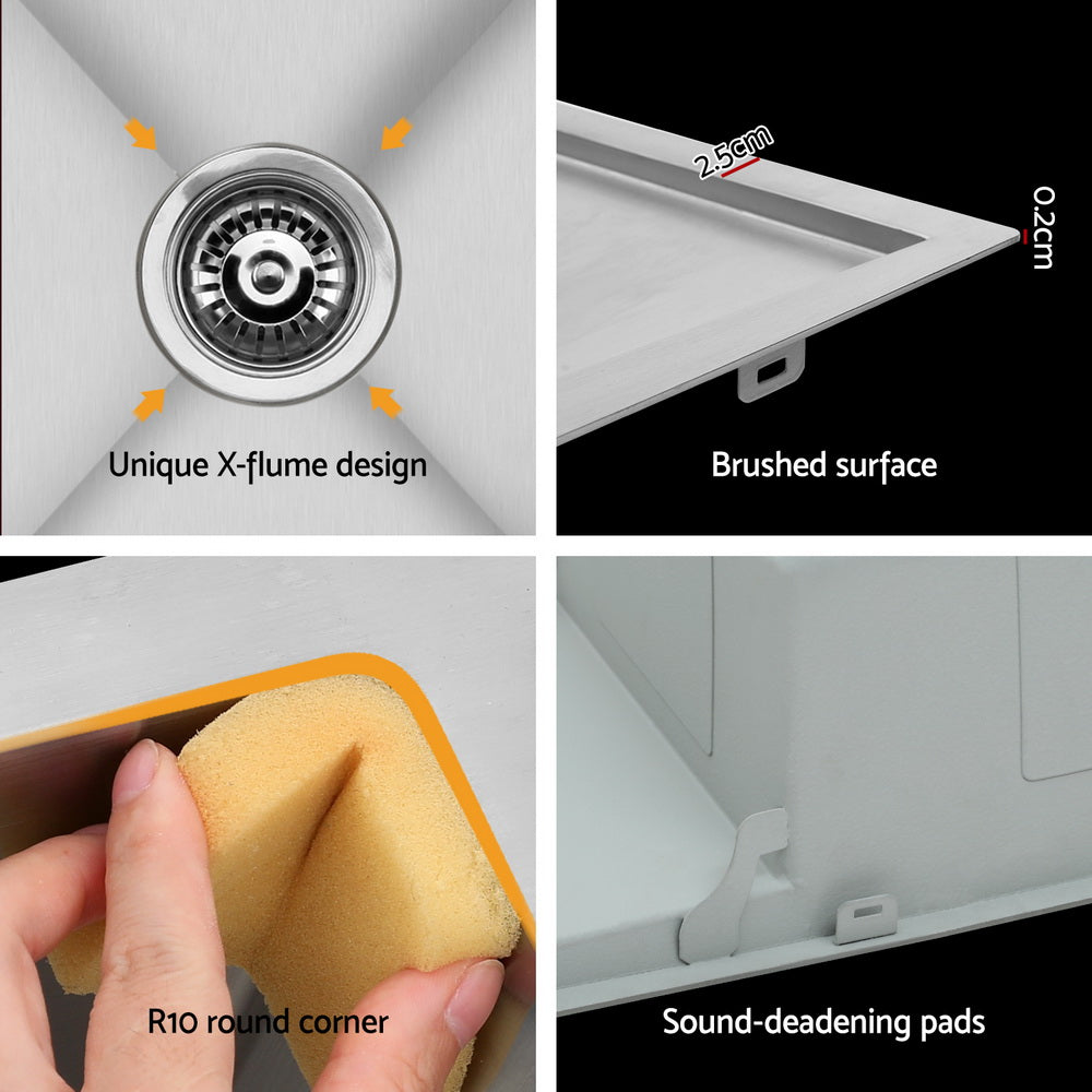 Kitchen Sink Basin Stainless Steel Under/Top/Flush Mount Bowl 122X45CM