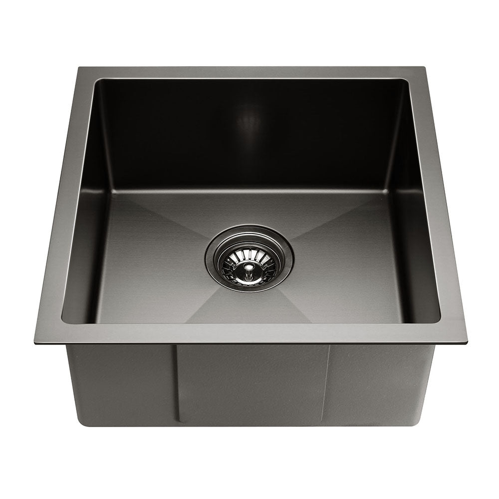 Kitchen Sink 44X44CM Stainless Steel Basin Single Bowl Black