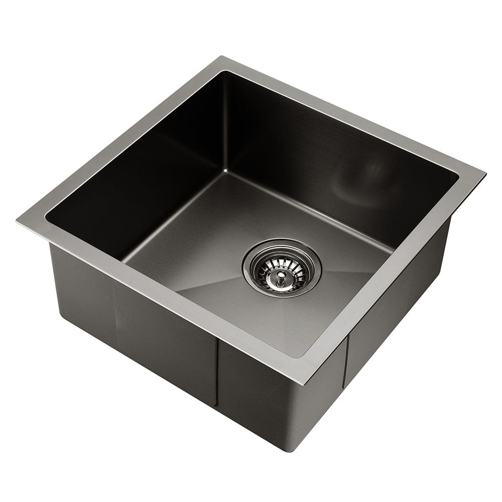 Kitchen Sink 44X44CM Stainless Steel Basin Single Bowl Black