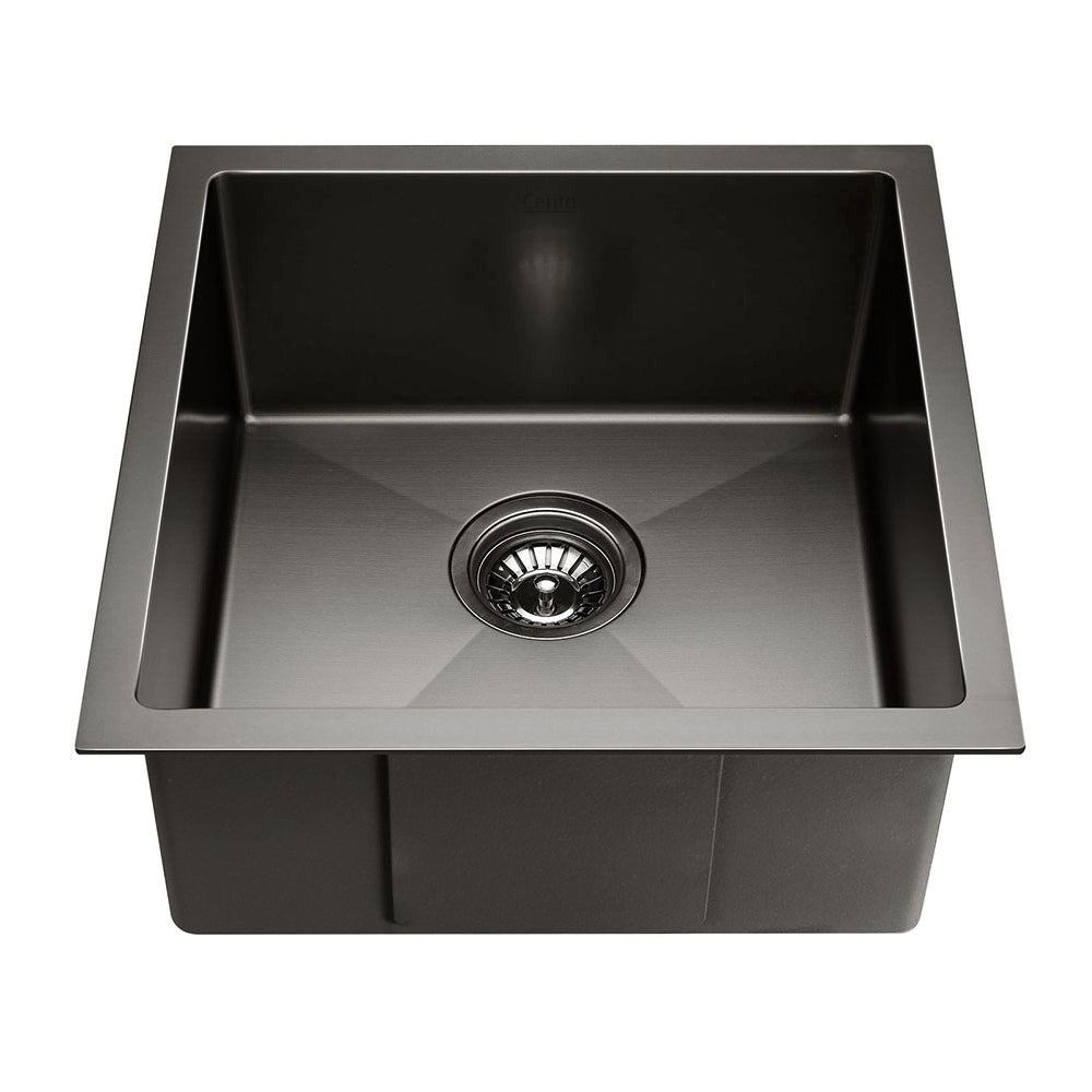 Kitchen Sink 51X45CM Stainless Steel Basin Single Bowl Black