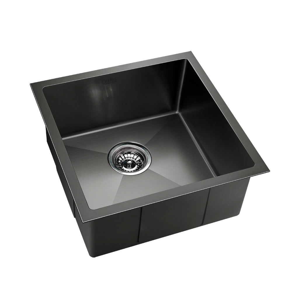 Kitchen Sink 51X45CM Stainless Steel Basin Single Bowl Black
