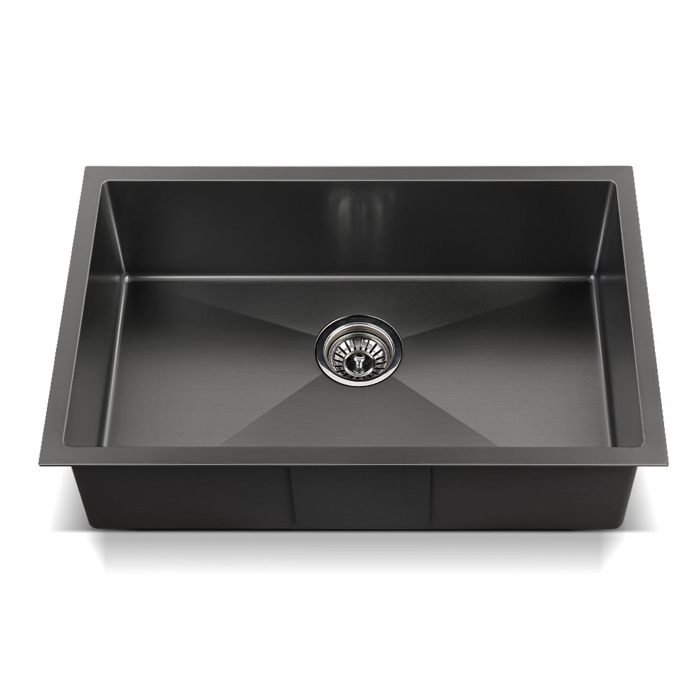 Kitchen Sink 70X45CM Stainless Steel Basin Single Bowl Black