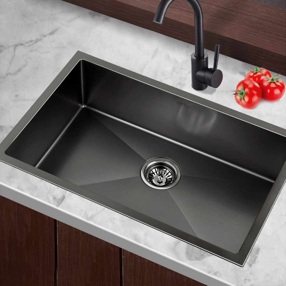 Kitchen Sink 70X45CM Stainless Steel Basin Single Bowl Black