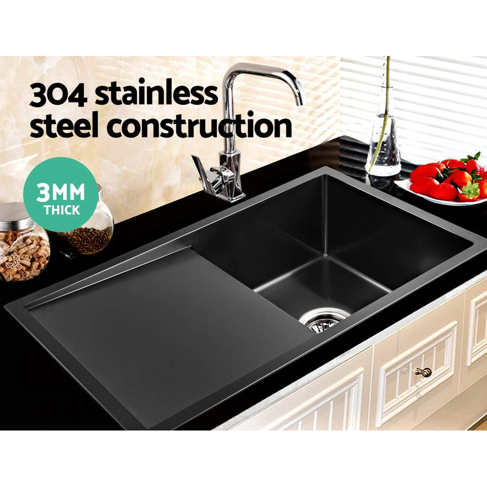 Kitchen Sink 75X45CM Stainless Steel Basin Single Bowl Black