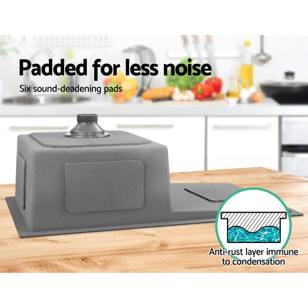 Kitchen Sink 75X45CM Stainless Steel Basin Single Bowl Black