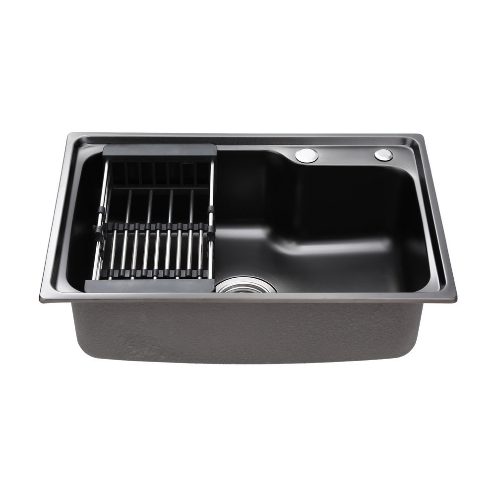 Kitchen Sink 61X43CM Stainless Steel Basin Single Bowl Black Drain Basket
