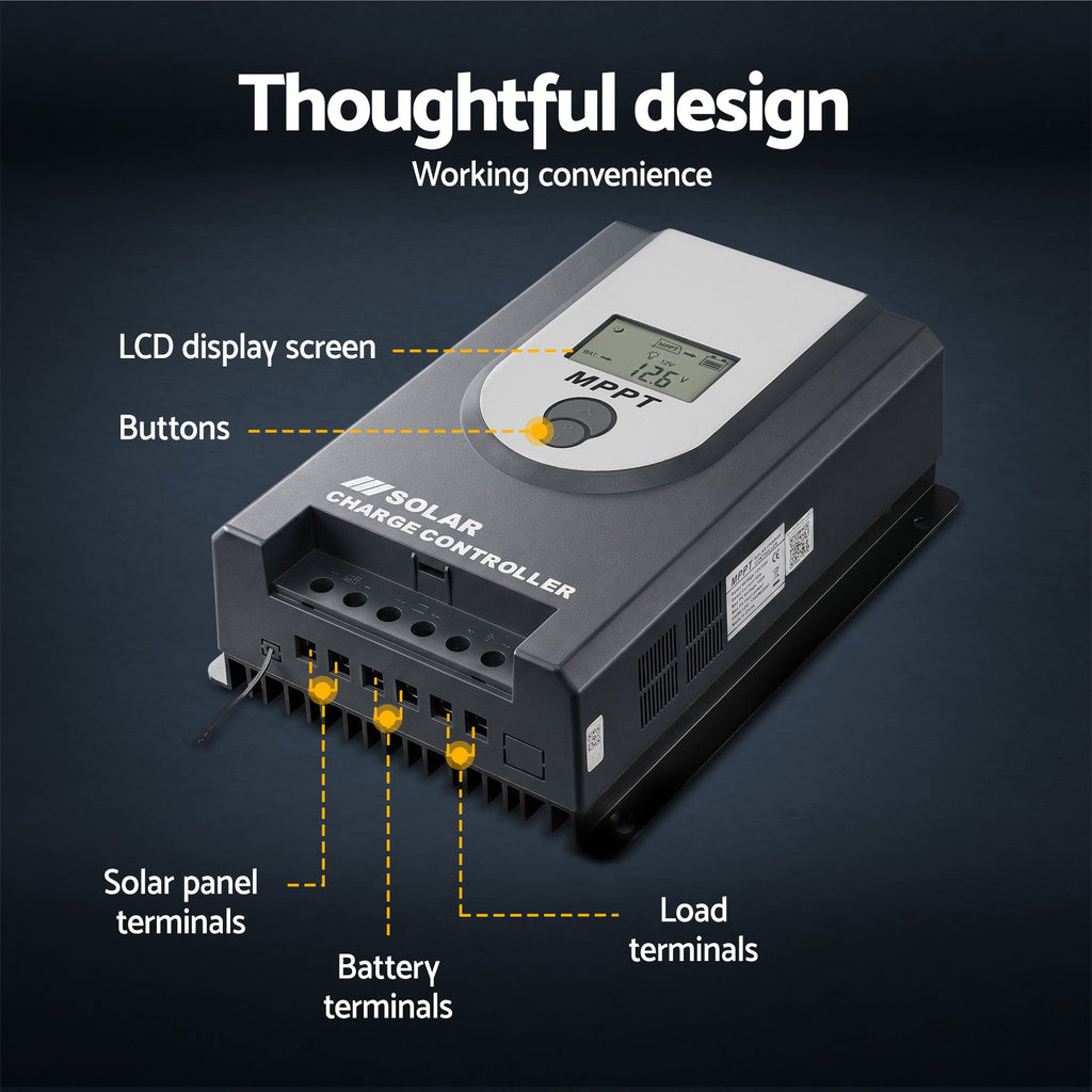Giantz 50A MPPT Solar Charge Controller Auto 12V/24V Battery Regulator Bluetooth