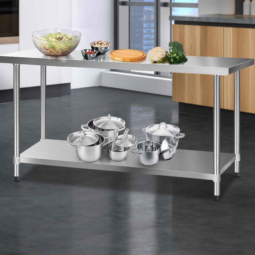 1829x610mm Stainless Steel Kitchen Bench 304