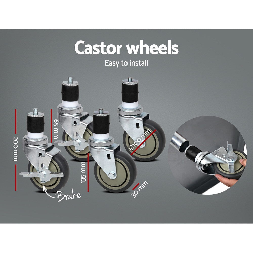 760x760mm Stainless Steel Kitchen Bench with Wheels 430