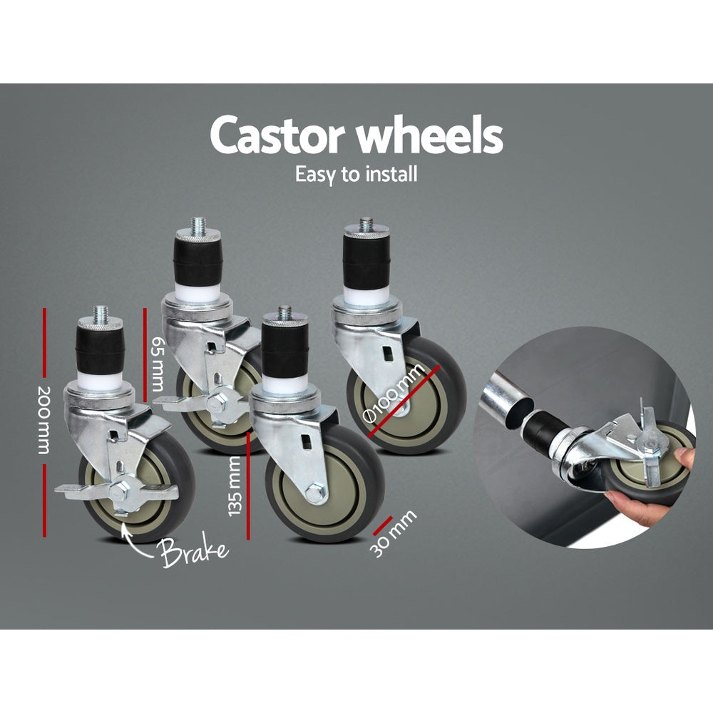 1524x610mm Stainless Steel Kitchen Bench with Wheels 430