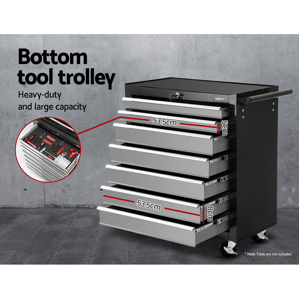 17 Drawer Tool Box Cabinet Chest Trolley Toolbox Garage Storage Box Grey