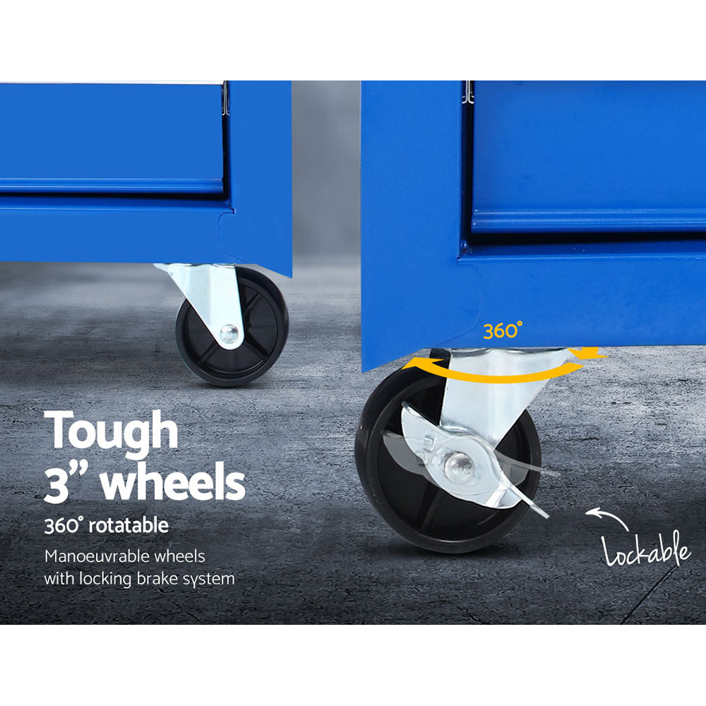 5 Drawer Tool Box Cabinet Chest Trolley Box Garage Storage Toolbox Blue