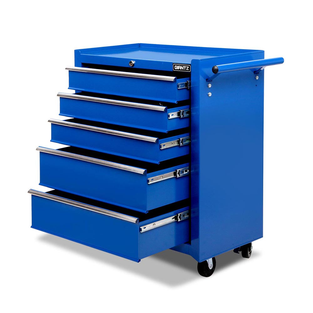 5 Drawer Tool Box Cabinet Chest Trolley Box Garage Storage Toolbox Blue