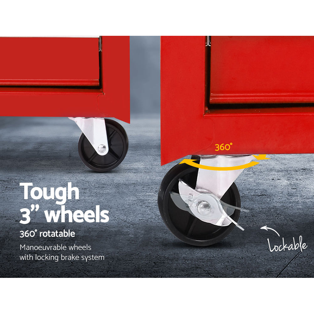 5 Drawer Tool Box Cabinet Chest Trolley Box Garage Storage Toolbox Red