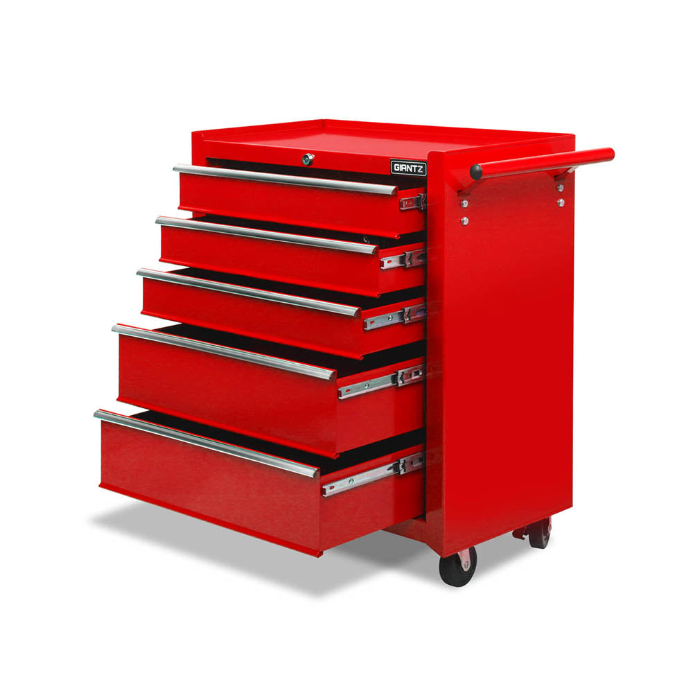 5 Drawer Tool Box Cabinet Chest Trolley Box Garage Storage Toolbox Red