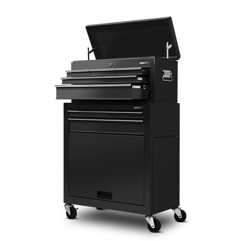 7 Drawer Tool Box Cabinet Chest Trolley Toolbox Garage Storage Black