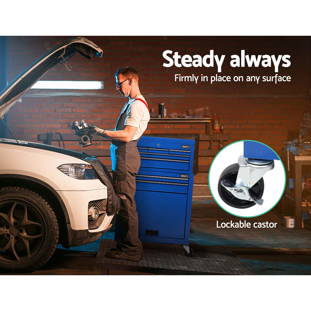 7 Drawer Tool Box Cabinet Chest Trolley Toolbox Garage Storage Blue