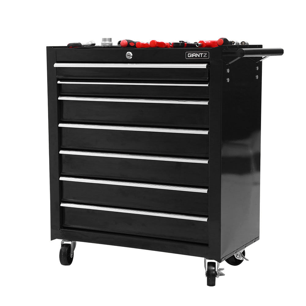 7 Drawer Tool Box Cabinet Chest Trolley Storage Garage Toolbox Black