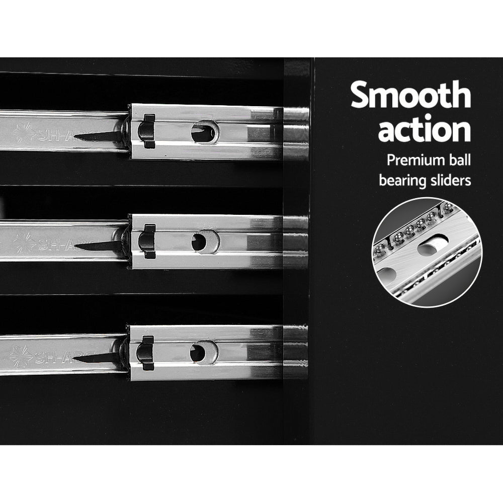 7 Drawer Tool Box Cabinet Chest Trolley Storage Garage Toolbox Black