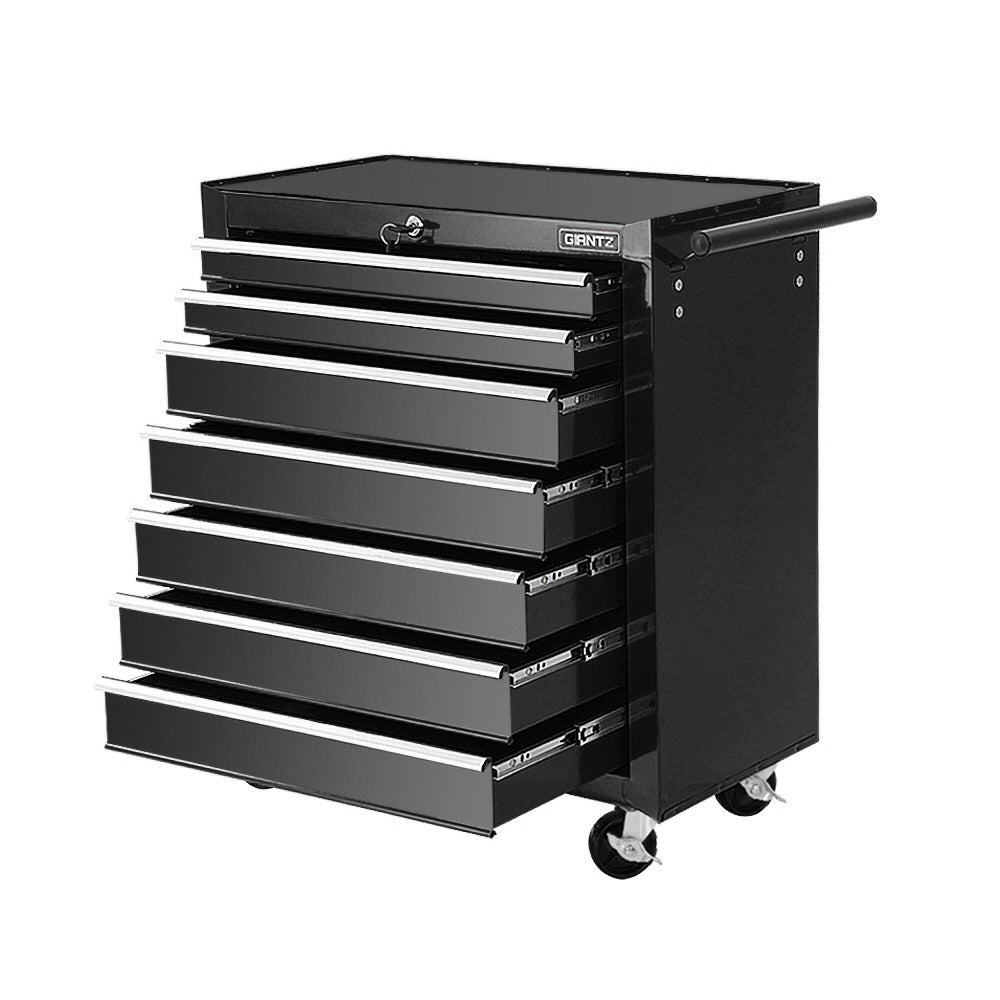 7 Drawer Tool Box Cabinet Chest Trolley Storage Garage Toolbox Black